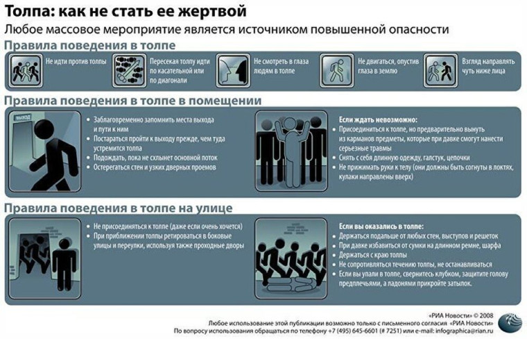 Правила безопасного поведения в случае угрозы возникновения толпы.